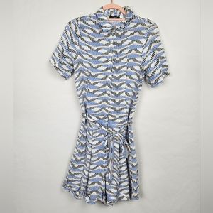 FRNCH Patterned Romper Belted Button up Size M